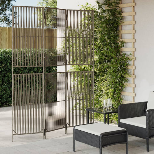 Rumdeler 3 Paneler Polyrattan Grå - Hovedbillede