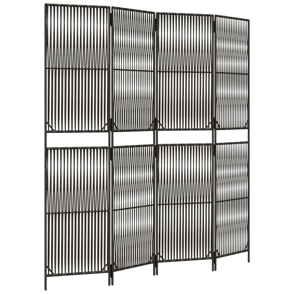 Rumdeler 4 Paneler Polyrattan Grå - Billede 2