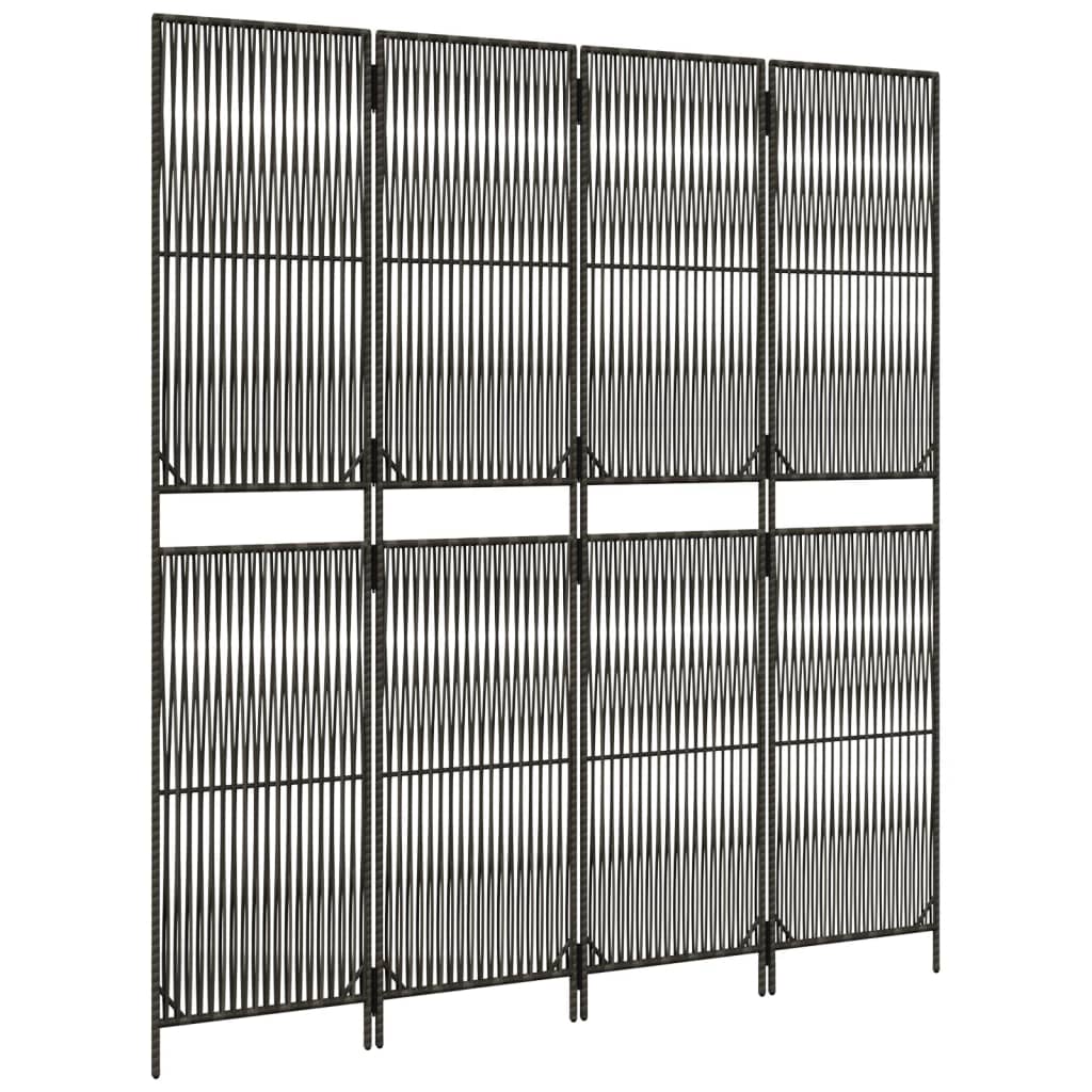 Rumdeler 4 Paneler Polyrattan Grå - Billede 4