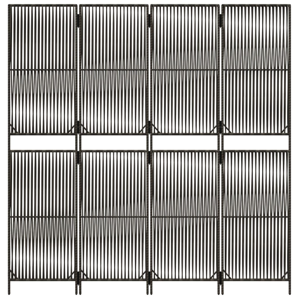 Rumdeler 4 Paneler Polyrattan Grå - Billede 5