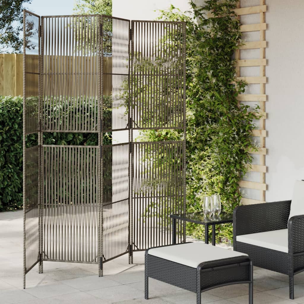 Rumdeler 4 Paneler Polyrattan Grå - Hovedbillede