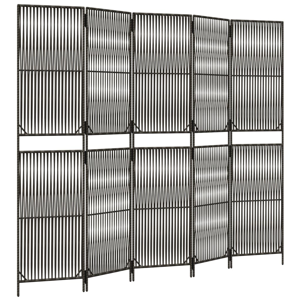 Rumdeler 5 Paneler Polyrattan Grå - Billede 2