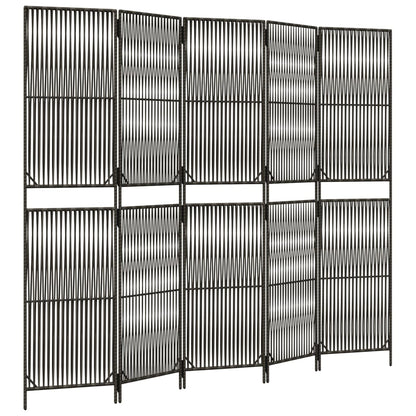 Rumdeler 5 Paneler Polyrattan Grå - Billede 2