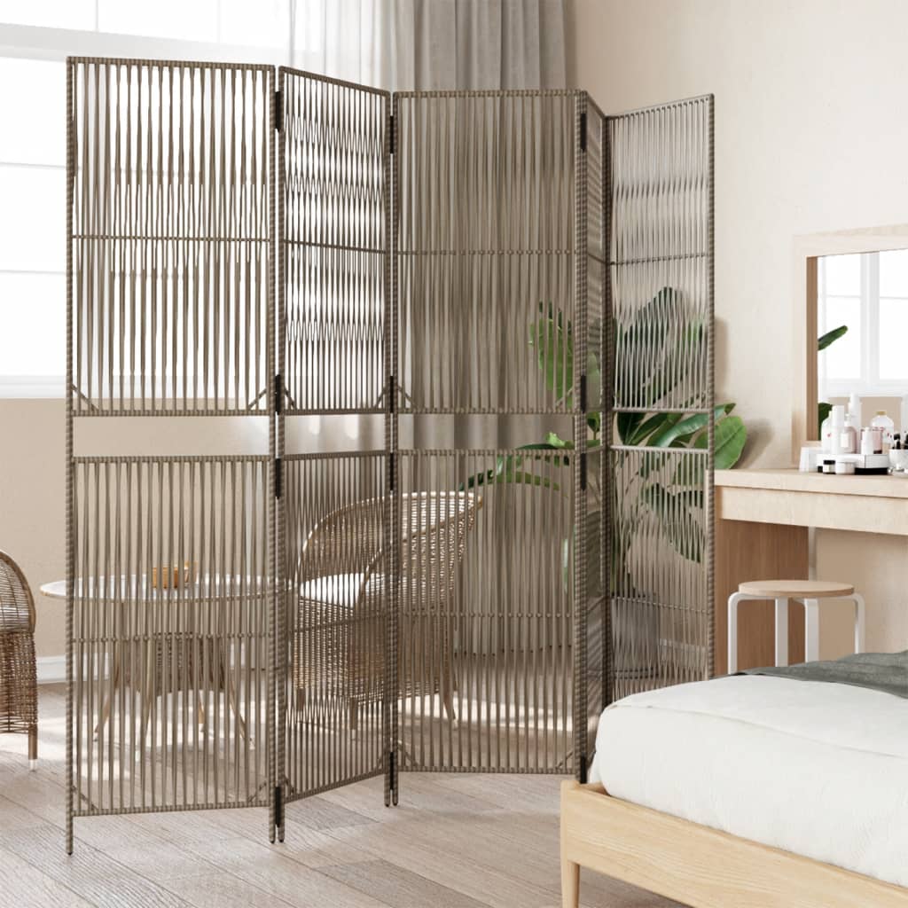 Rumdeler 5 Paneler Polyrattan Grå - Billede 3