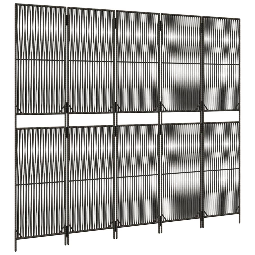 Rumdeler 5 Paneler Polyrattan Grå - Billede 4
