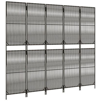 Rumdeler 5 Paneler Polyrattan Grå - Billede 4