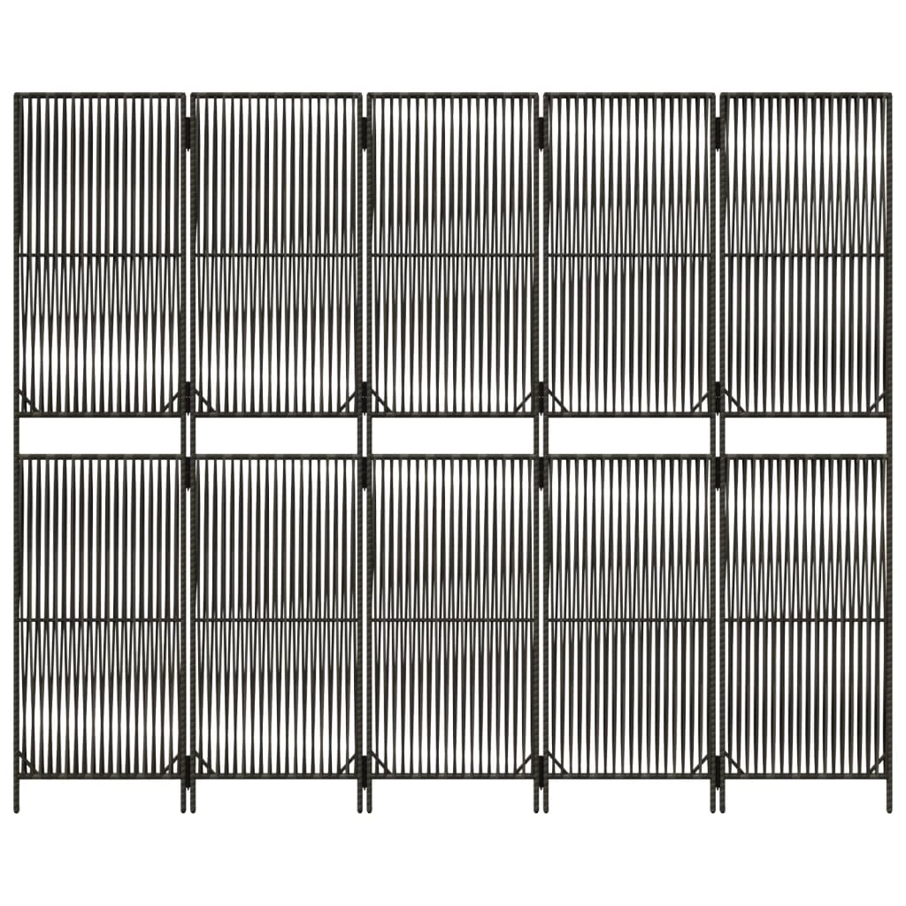 Rumdeler 5 Paneler Polyrattan Grå - Billede 5