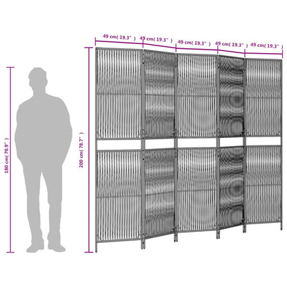 Rumdeler 5 Paneler Polyrattan Grå - Billede 9