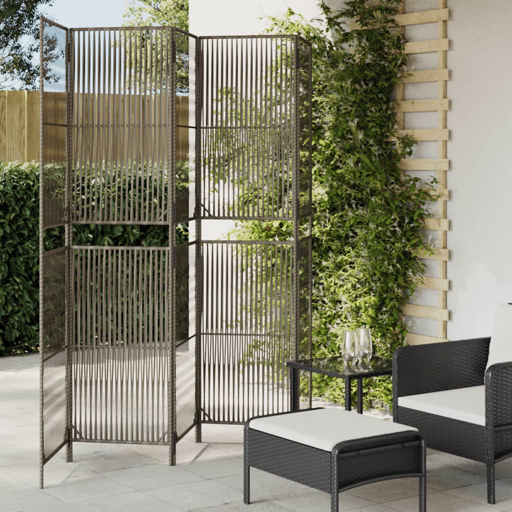 Rumdeler 5 Paneler Polyrattan Grå - Hovedbillede