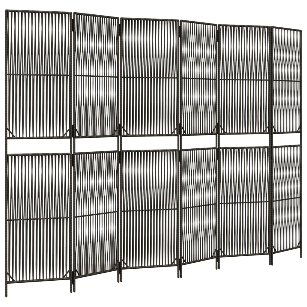 Rumdeler 6 Paneler Polyrattan Grå - Billede 2