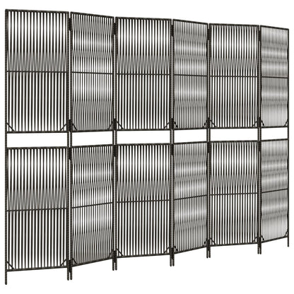 Rumdeler 6 Paneler Polyrattan Grå - Billede 2