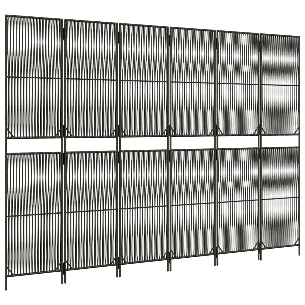 Rumdeler 6 Paneler Polyrattan Grå - Billede 4