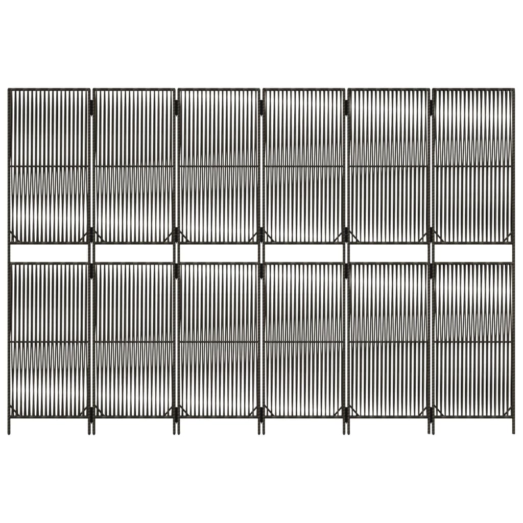 Rumdeler 6 Paneler Polyrattan Grå - Billede 5
