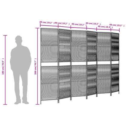Rumdeler 6 Paneler Polyrattan Grå - Billede 9