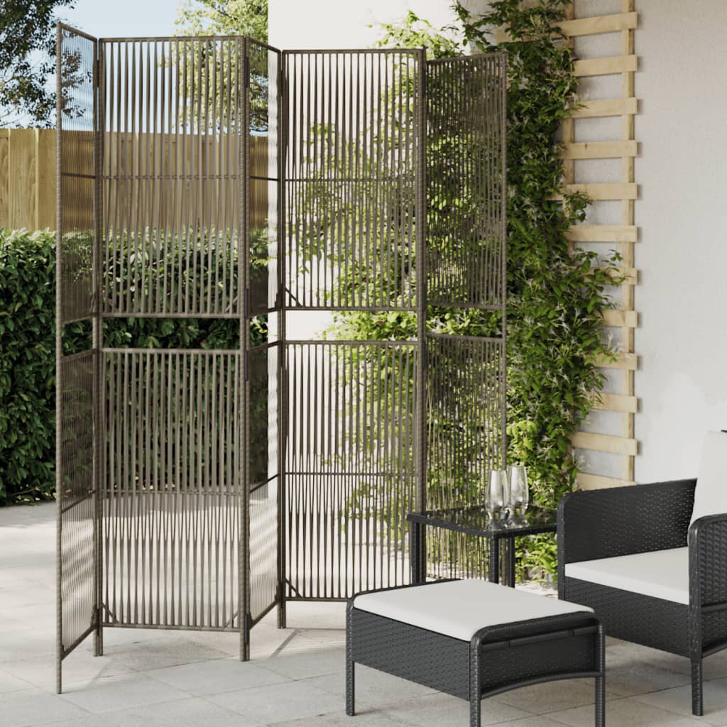 Rumdeler 6 Paneler Polyrattan Grå - Hovedbillede