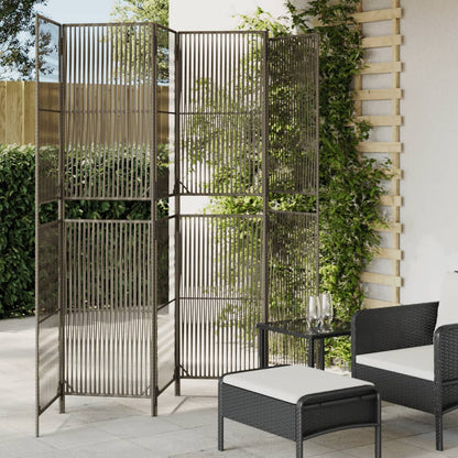 Rumdeler 6 Paneler Polyrattan Grå - Hovedbillede