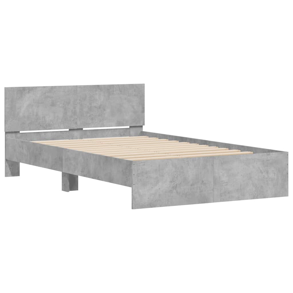 Sengeramme Med Sengegavl Og Led-lys 120x200 Cm Betongrå - Billede 6