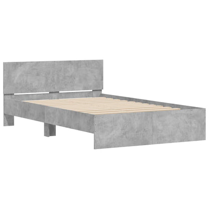 Sengeramme Med Sengegavl Og Led-lys 120x200 Cm Betongrå - Billede 6