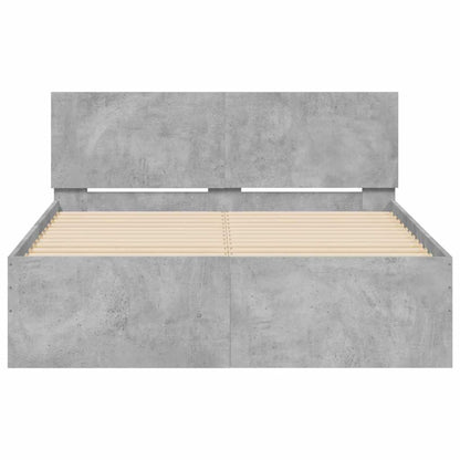 Sengeramme Med Sengegavl Og Led-lys 120x200 Cm Betongrå - Billede 7