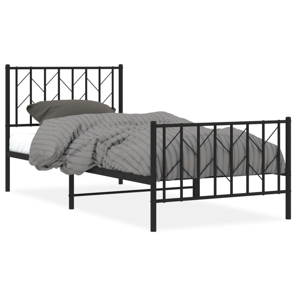 Sengeramme Med Sengegavl Og Fodgærde 90x200 Cm Metal - Billede 2