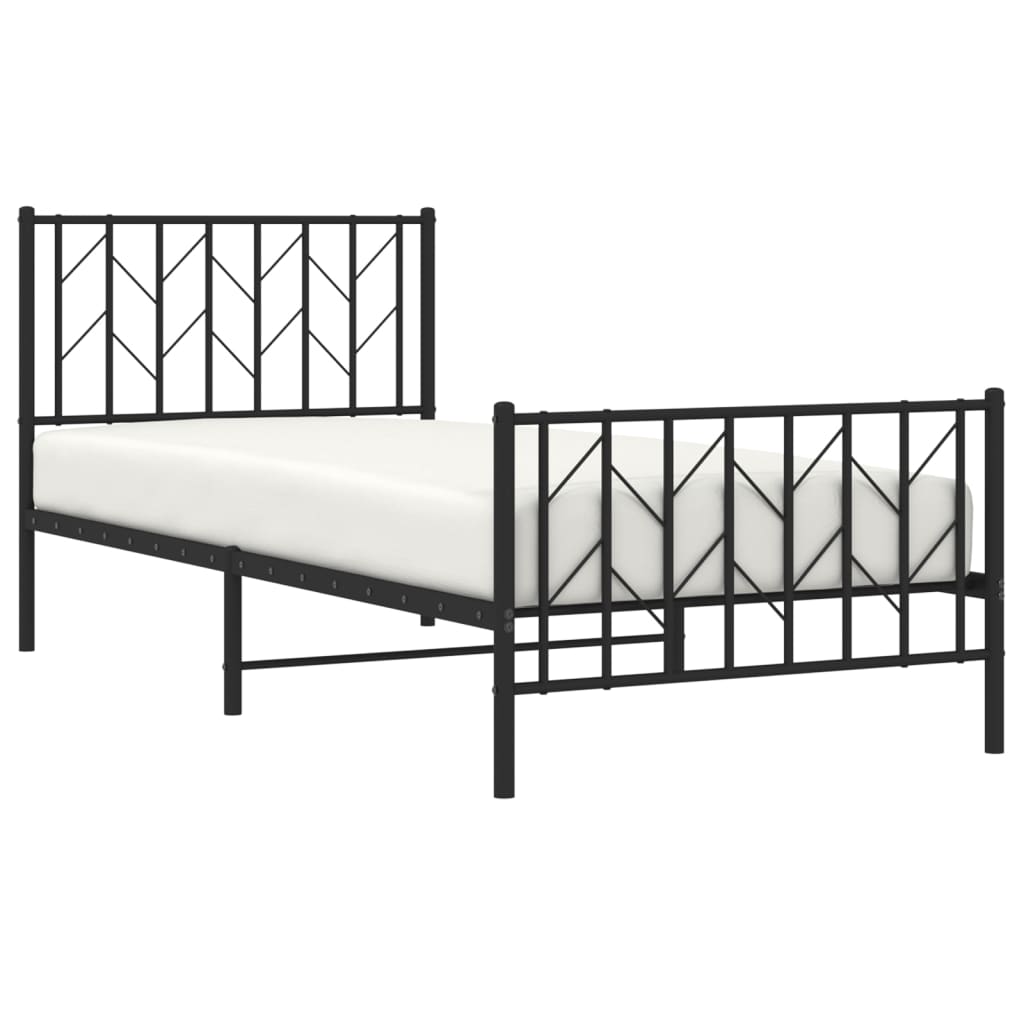 Sengeramme Med Sengegavl Og Fodgærde 90x200 Cm Metal - Billede 3