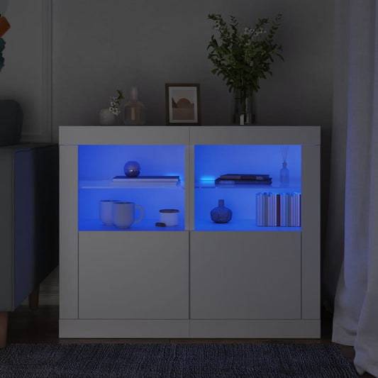 Skabe 2 Stk. Med Led-Lys Konstrueret Træ