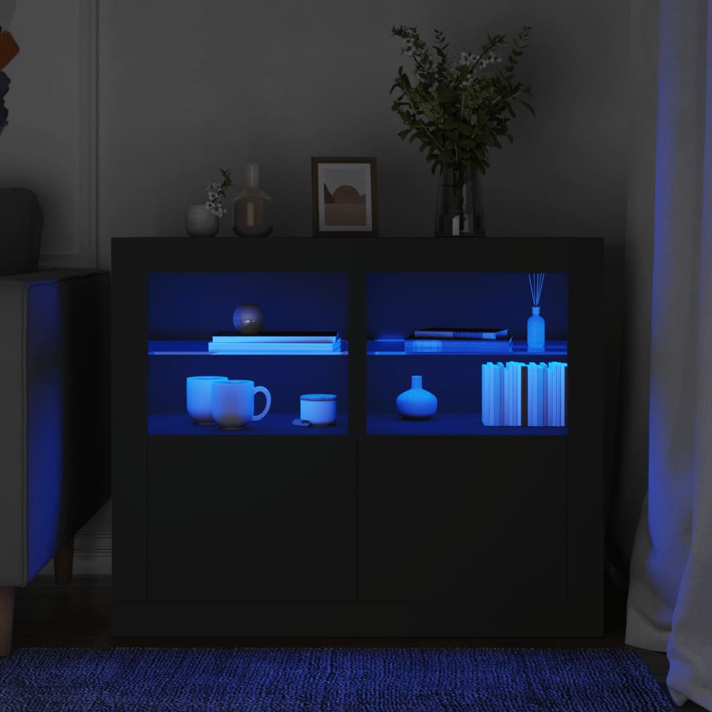Skabe Med LED-lys Konstrueret Træ - Variant 836633