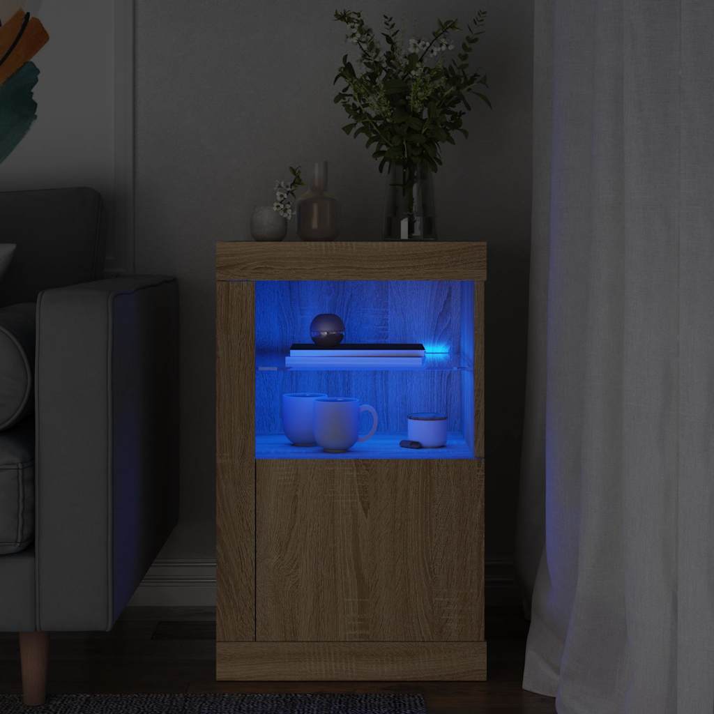 Skab Med LED-lys Konstrueret Træ - Variant 836634