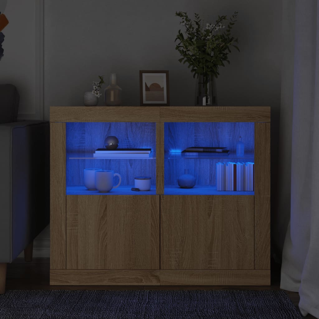 Skabe Med LED-lys Konstrueret Træ - Variant 836635