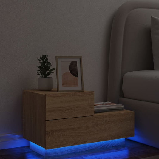 Sengebord Med Led-Lys 70X36X40,5 Cm