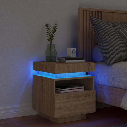 Sengebord Med Led-Lys 40X39X48,5 Cm