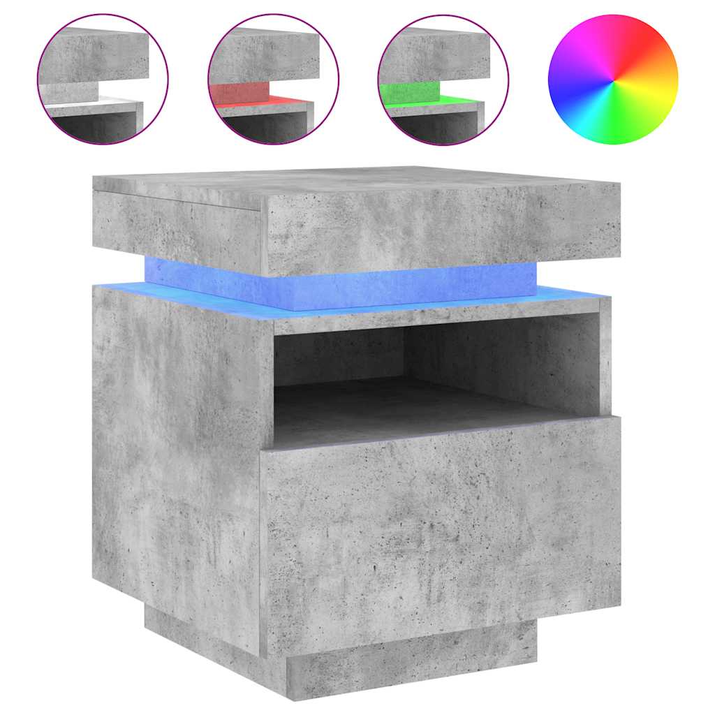 Sengebord Med LED-lys 40x39x48,5 Cm - Billede 2