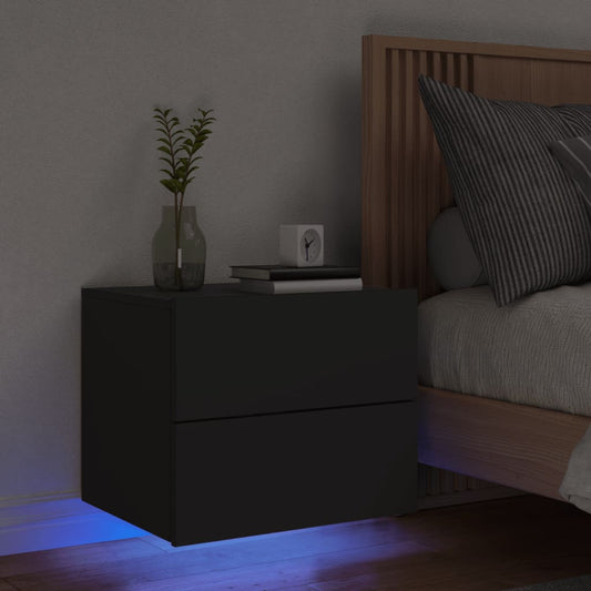Væghængt Sengebord Med Led-Lys