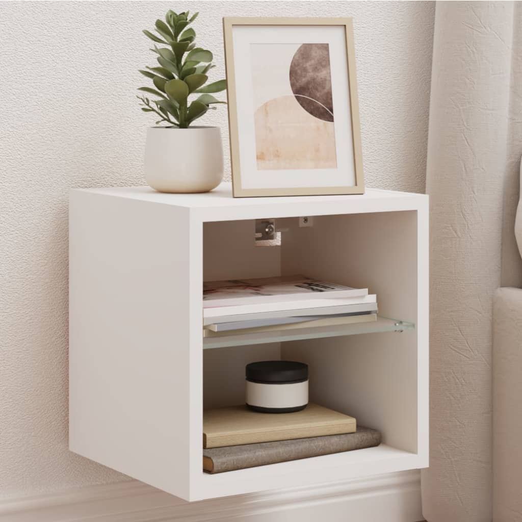 Væghængte Tv-borde 2 Stk. Med Led-lys 30x28,5x30 Cm - Variant 836974