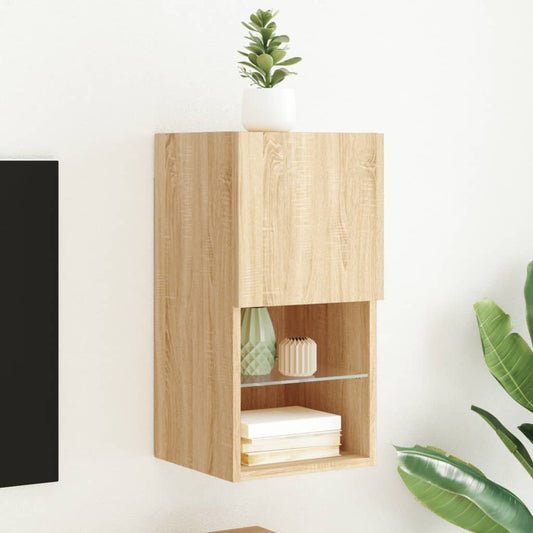 Tv-Bord Med Led-Lys 30,5X30X Sonoma-Eg