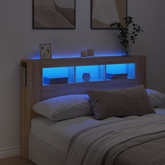 Sengegavl 160X18,5X103,5 Cm Led-Lys Konstrueret Træ