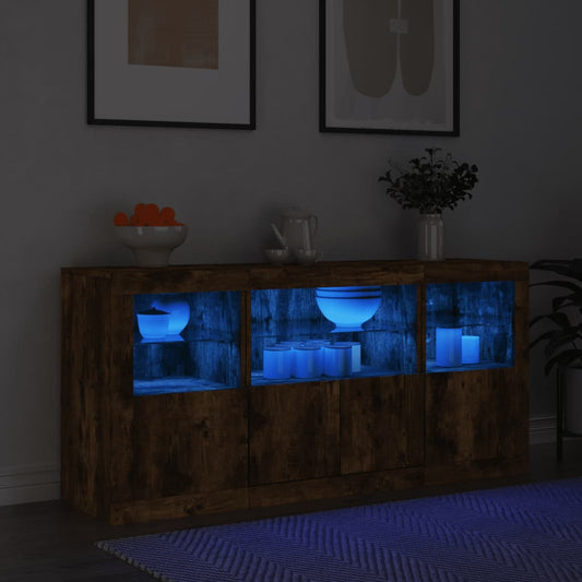 Skænk Med Led-Lys 142,5X37X67Cm Etræsfarve