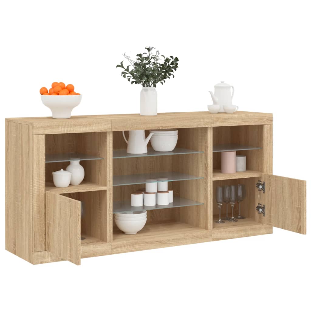 Skænk Med Led-Lys 142,5X37X67 Cm