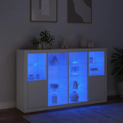Skænke Med Led-lys 3 Stk. Konstrueret Træ - Billede 3