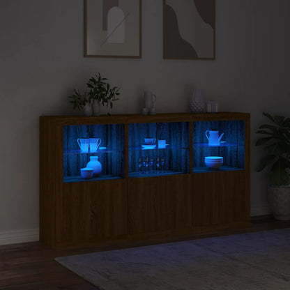 Skænk Med Led-Lys 181,5X37X100 Cm Etræsfarve