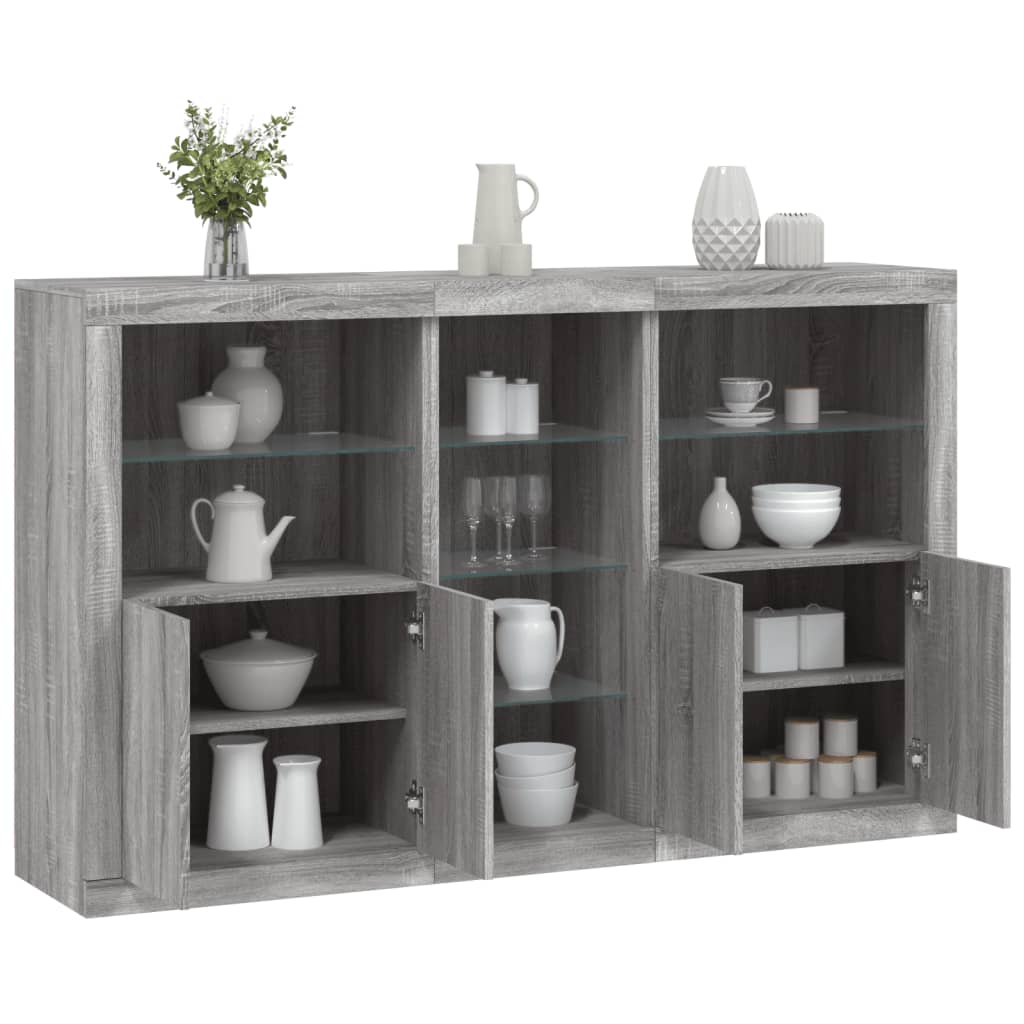 Skænk Med Led-Lys 162X37X100 Cm Etræsfarve