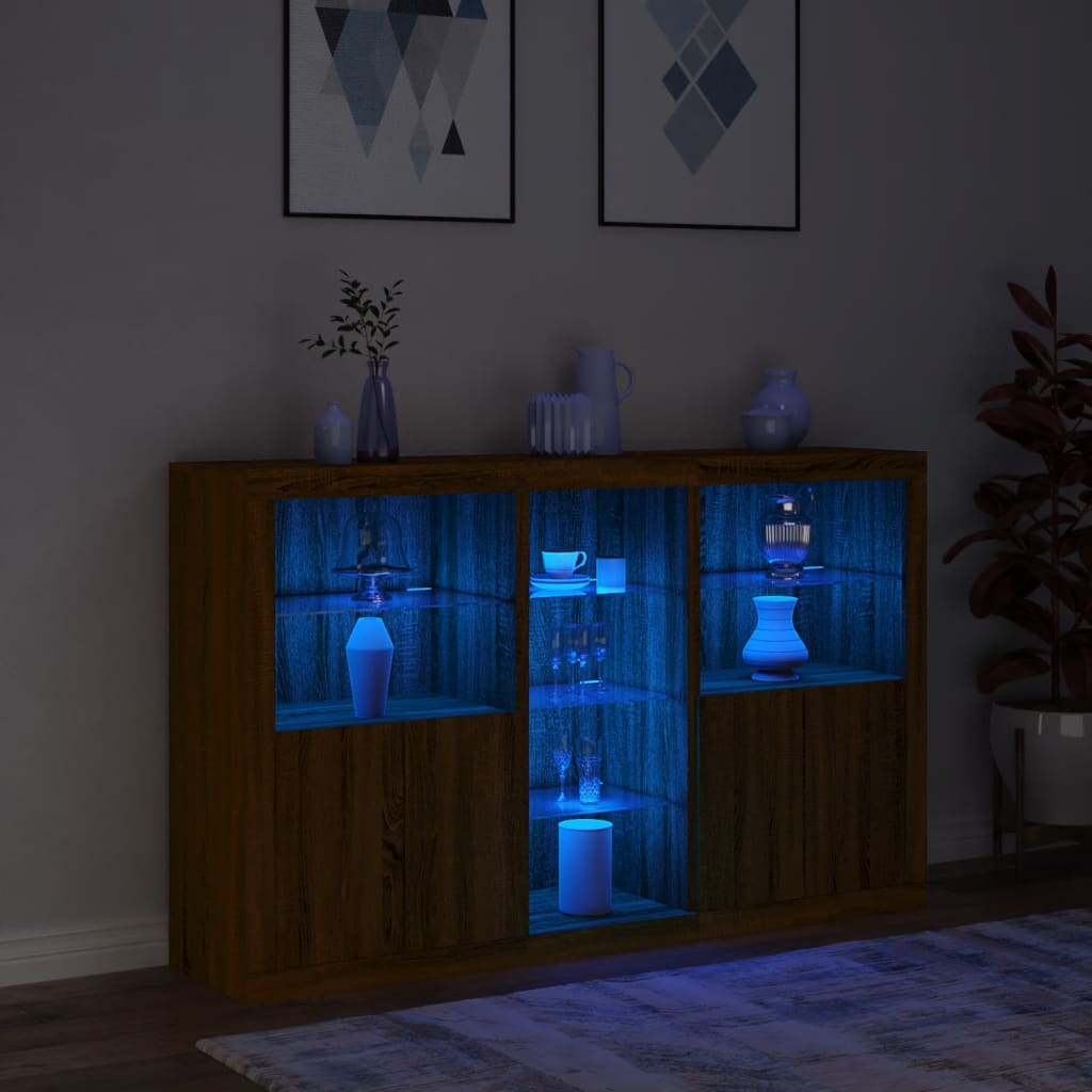 Skænk Med Led-Lys 162X37X100 Cm Etræsfarve