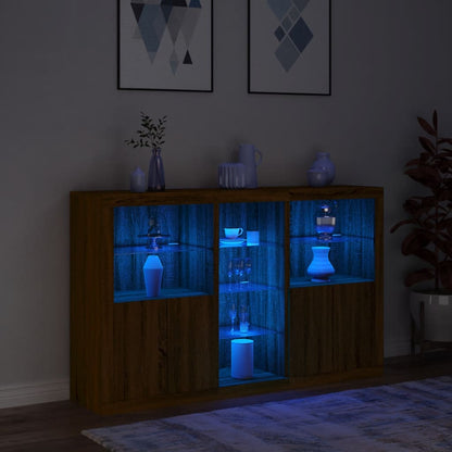 Skænk Med Led-Lys 162X37X100 Cm Etræsfarve
