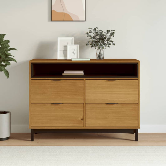 Kommode Flam 110X40X80 Cm Massivt Fyrretræ