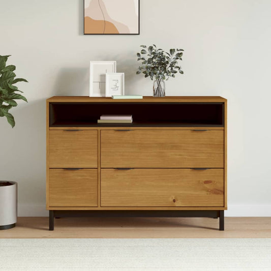 Kommode Flam 110X40X80 Cm Massivt Fyrretræ