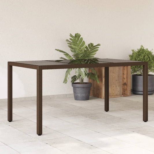 Havebord Med Glastop 150X90X75 Cm Polyrattan