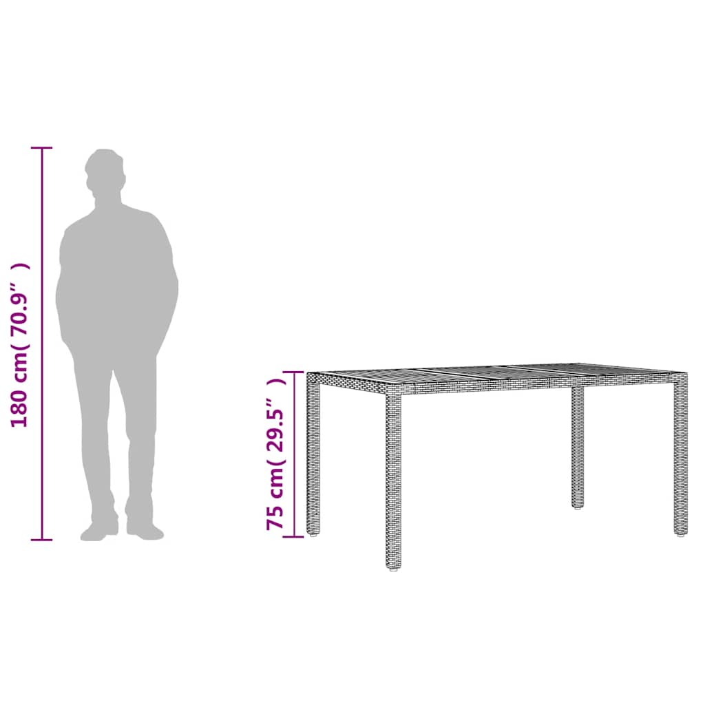 Havebord Akacietræ Og Polyrattan - Billede 10