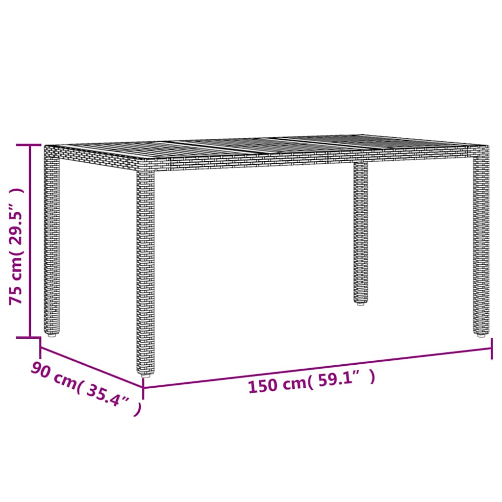 Havebord Akacietræ Og Polyrattan - Billede 11