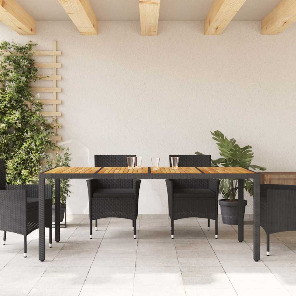 Havebord Med Akacietop 190x90x75 Cm Polyrattan - Billede 3