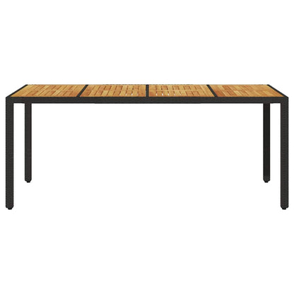 Havebord Med Akacietop 190x90x75 Cm Polyrattan - Billede 4